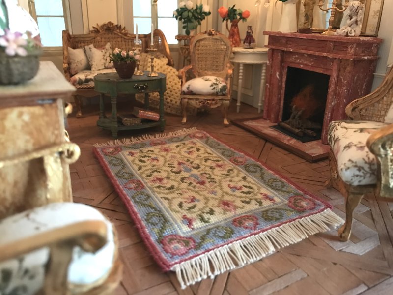 Needlepoint dollhouse rug design by Janet Granger