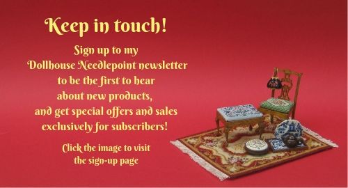 Dollhouse Needlepoint newsletter sign-up invitation